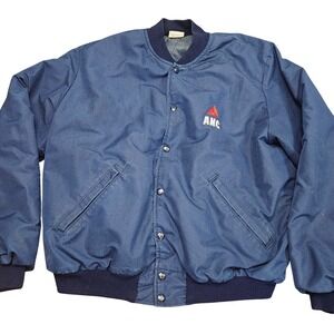 Vintage Birdie Bomber Jacket Mens L Blue ANC Logo Quilted Made in USA 80s 90s